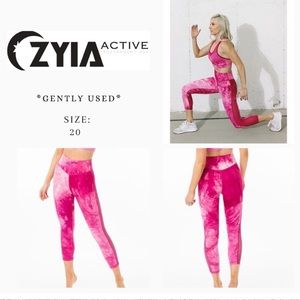 ZYIA Pink Tie Dye Workout Capri Legging